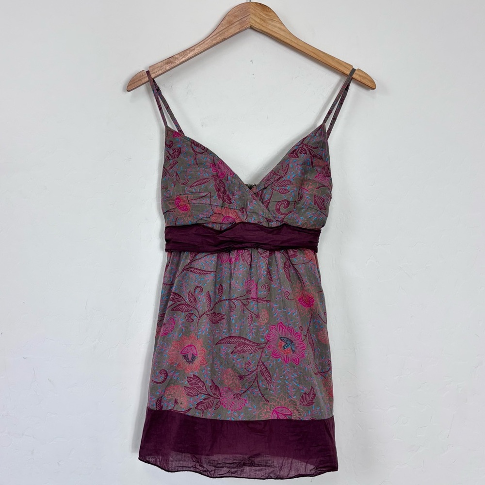 Vintage Y2K Floral Babydoll Cami Top Boho Fairy Cottagecore 100% Cotton